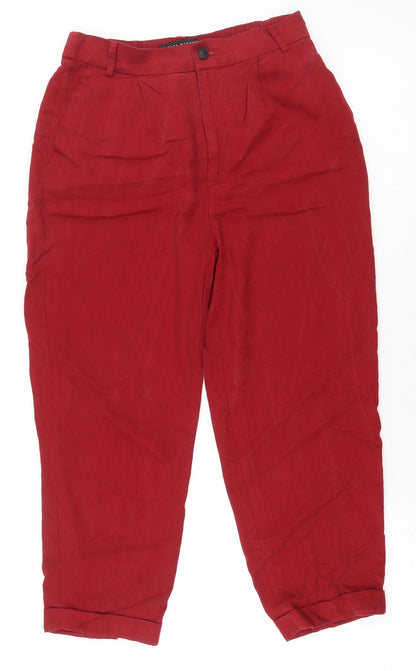 Womens UK Size XS Zara Regular Fit  Red Trousers