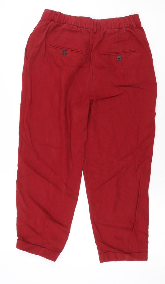 Womens UK Size XS Zara Regular Fit  Red Trousers