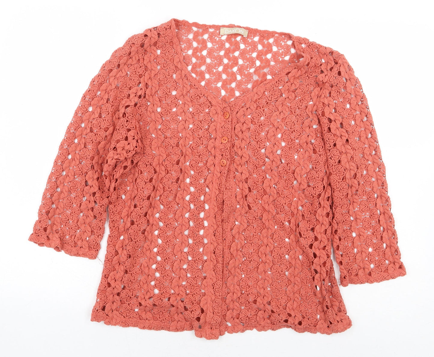 Womens UK Size 10 Daxon Orange Basic Button-Up