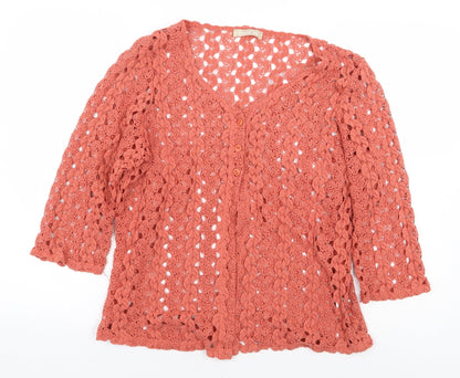 Womens UK Size 10 Daxon Orange Basic Button-Up