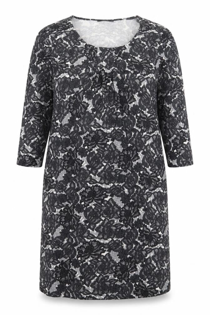 Marks and Spencer Womens Black Floral Viscose A-Line Size 14 Round Neck Pullover