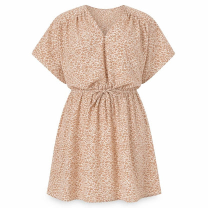 MNG Suit Womens Pink Animal Print Polyester Skater Dress Size M V-Neck Drawstring - Elasticated Waist