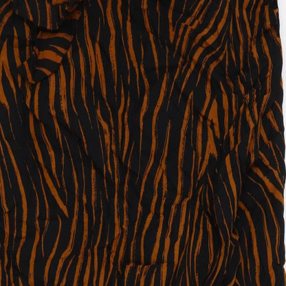 Marks & Spencers Womens Black Animal Print Viscose Wrap Skirt Size S Tie