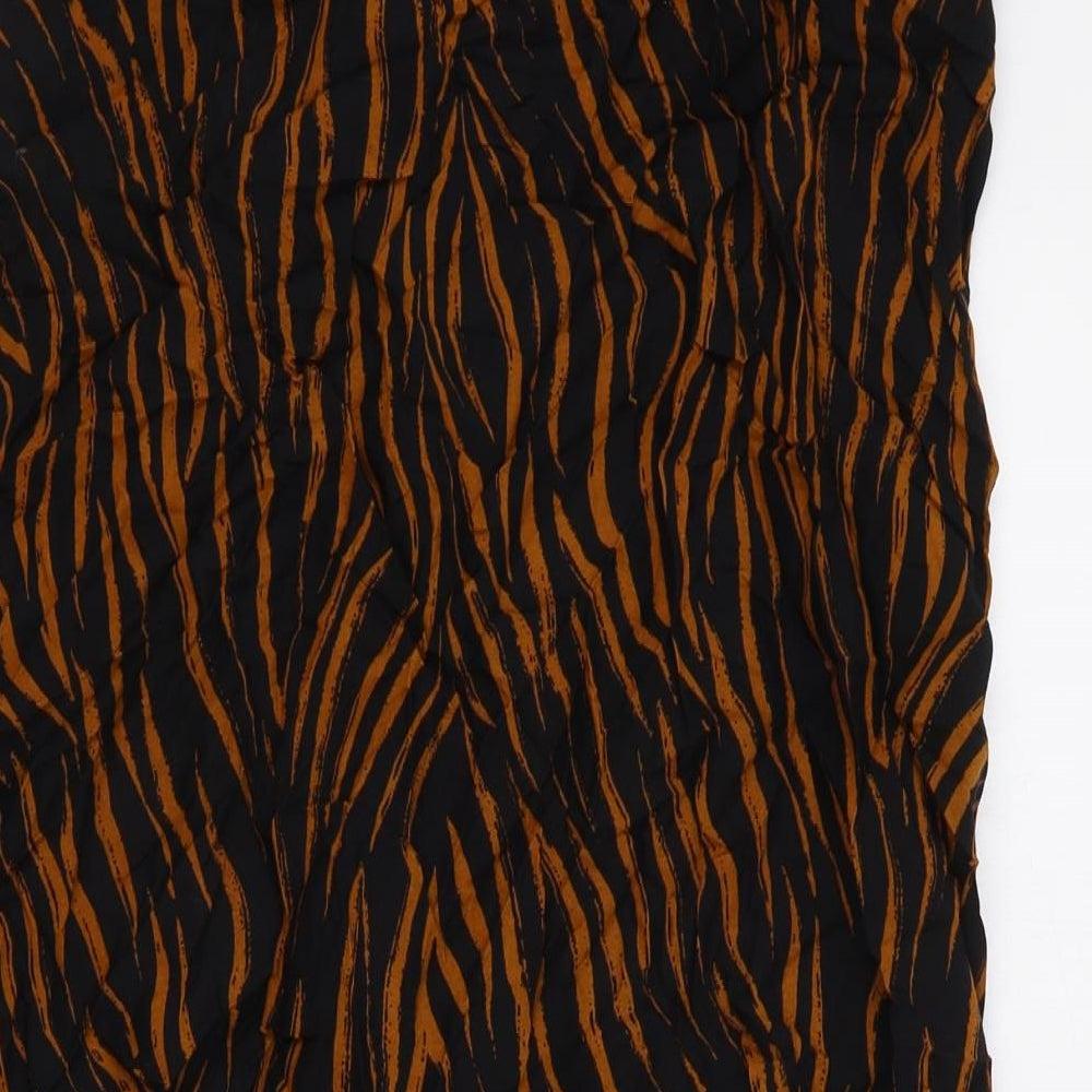 Marks & Spencers Womens Black Animal Print Viscose Wrap Skirt Size S Tie