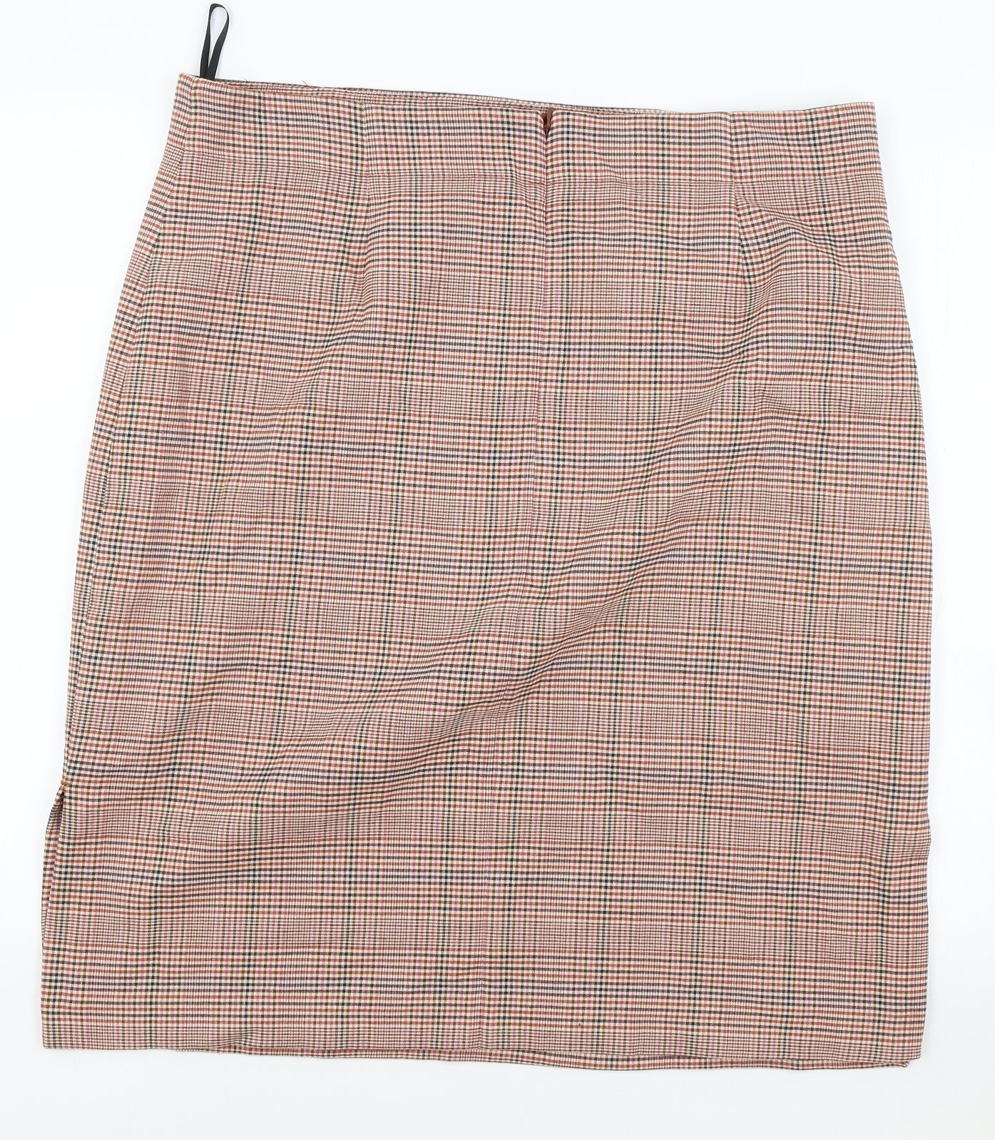 Marks and Spencer Womens Brown Plaid Viscose A-Line Skirt Size 18 Zip