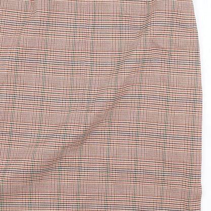 Marks and Spencer Womens Brown Plaid Viscose A-Line Skirt Size 18 Zip