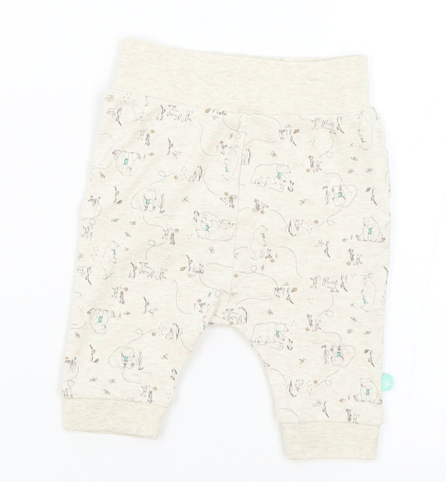 Jainco Beige Geometric Cotton Jogger Leggings Size 3-6 Months Pullover - Bear Print