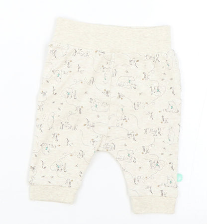 Jainco Beige Geometric Cotton Jogger Leggings Size 3-6 Months Pullover - Bear Print