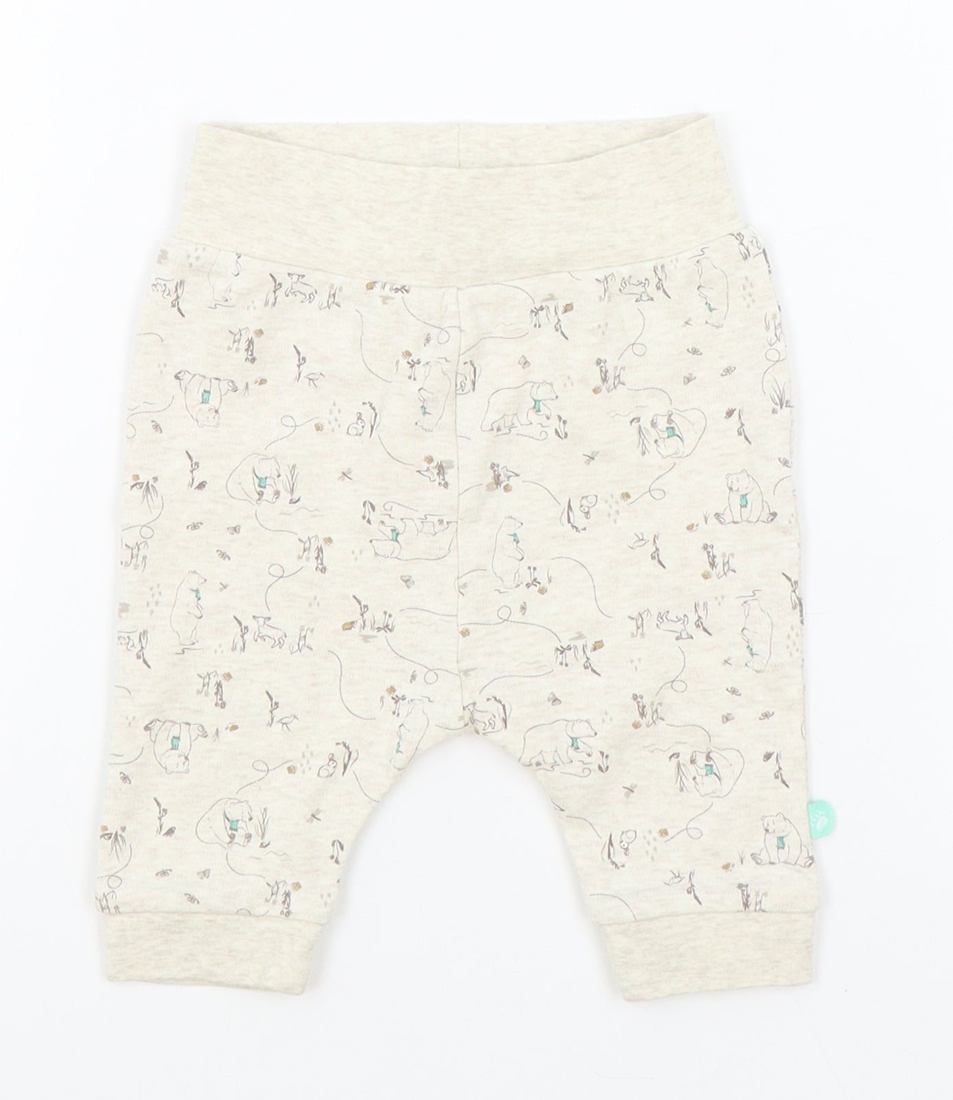 Jainco Beige Geometric Cotton Jogger Leggings Size 3-6 Months Pullover - Bear Print