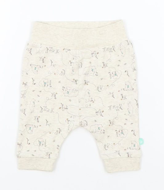 Jainco Beige Geometric Cotton Jogger Leggings Size 3-6 Months Pullover - Bear Print