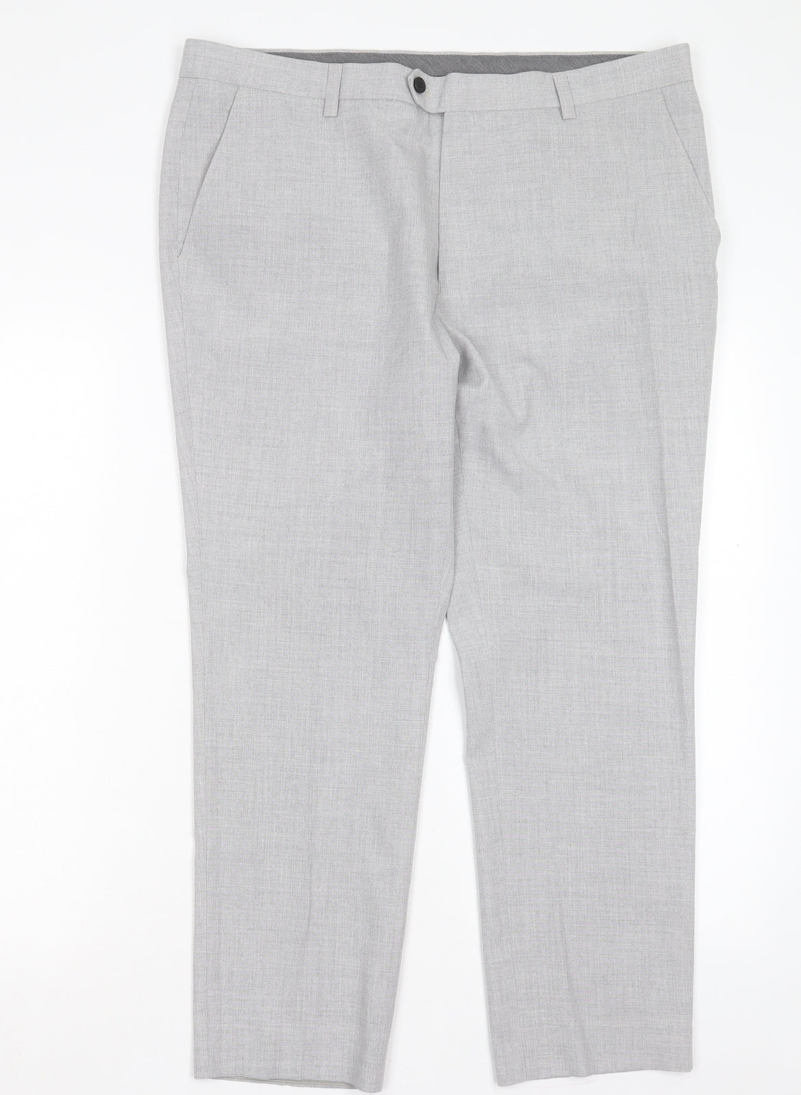 NEXT Mens Grey Polyester Trousers Size 36 in L29 in Regular Button - Short Leg