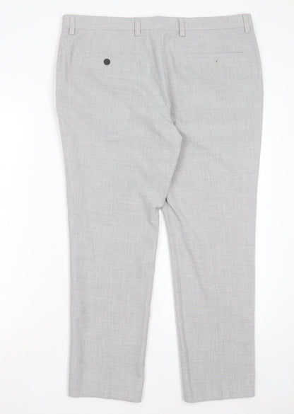 NEXT Mens Grey Polyester Trousers Size 36 in L29 in Regular Button - Short Leg