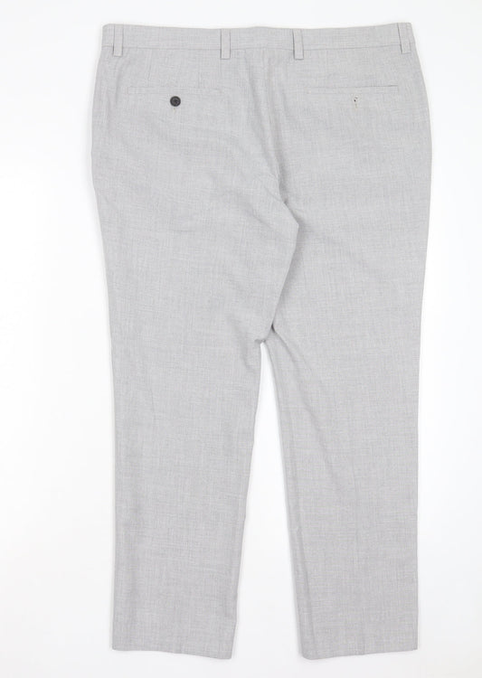 NEXT Mens Grey Polyester Trousers Size 36 in L29 in Regular Button - Short Leg