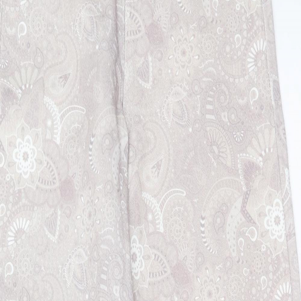 Shekou Womens Grey Geometric Linen Straight Jeans Size 2XS L27 in Regular Button
