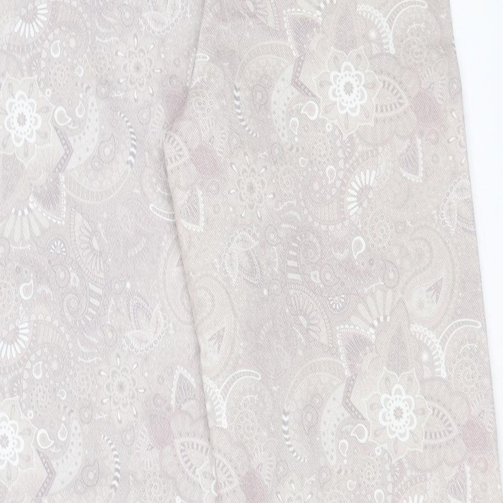 Shekou Womens Grey Geometric Linen Straight Jeans Size 2XS L27 in Regular Button