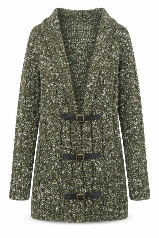 Womens UK Size 8 Crafted Green Cardigan Jumper
