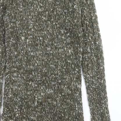 Crafted Womens Green V-Neck Acrylic Cardigan Jumper Size 8 - Buckle Detail