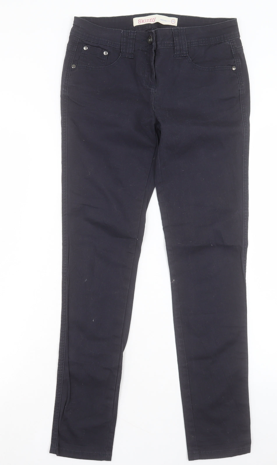 NEXT Womens Black Cotton Skinny Jeans Size 10 L29 in Regular Button