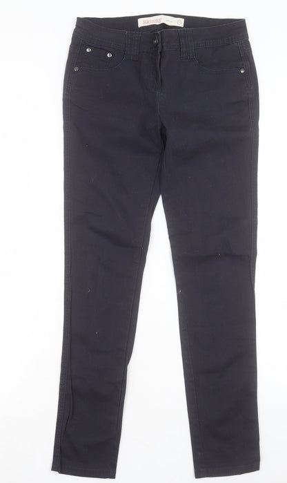 NEXT Womens Black Cotton Skinny Jeans Size 10 L29 in Regular Button