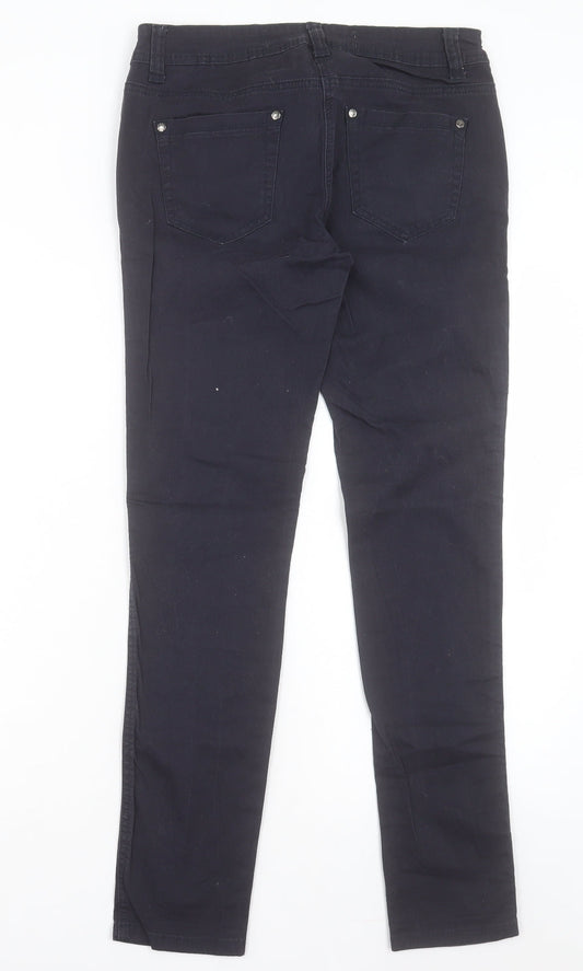 NEXT Womens Black Cotton Skinny Jeans Size 10 L29 in Regular Button