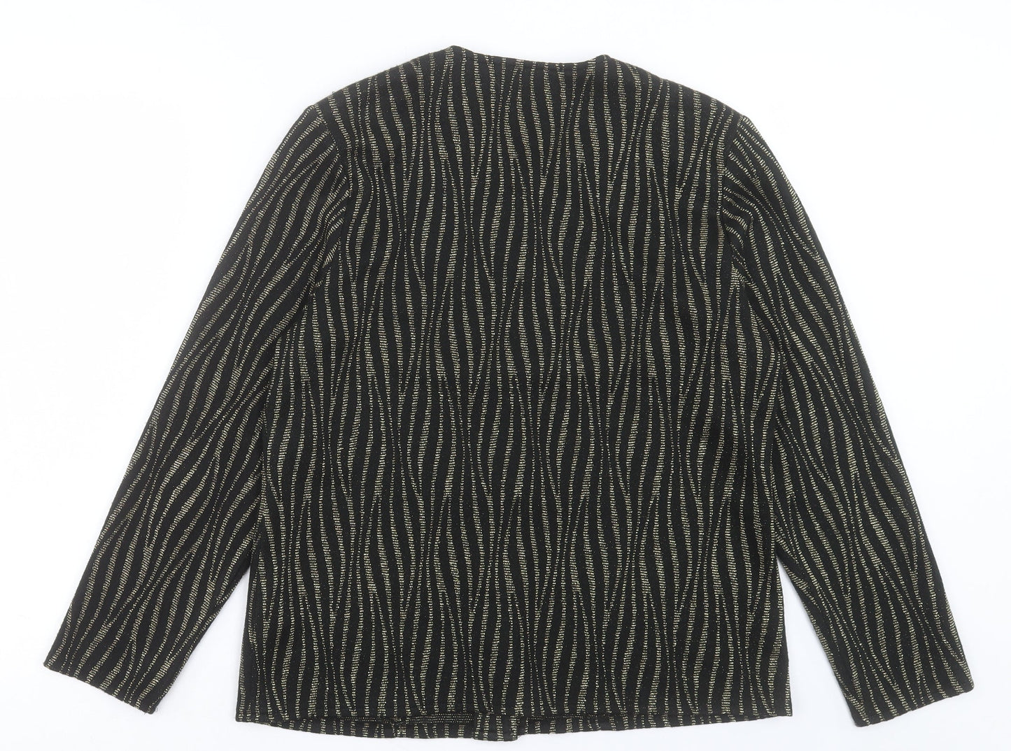 bonmarch Womens Black Animal Print Jacket Size 14 Button