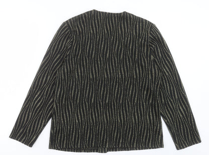 bonmarch Womens Black Animal Print Jacket Size 14 Button