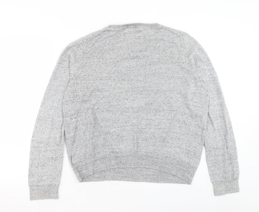 Gap Mens Grey Crew Neck Cotton Pullover Jumper Size XL