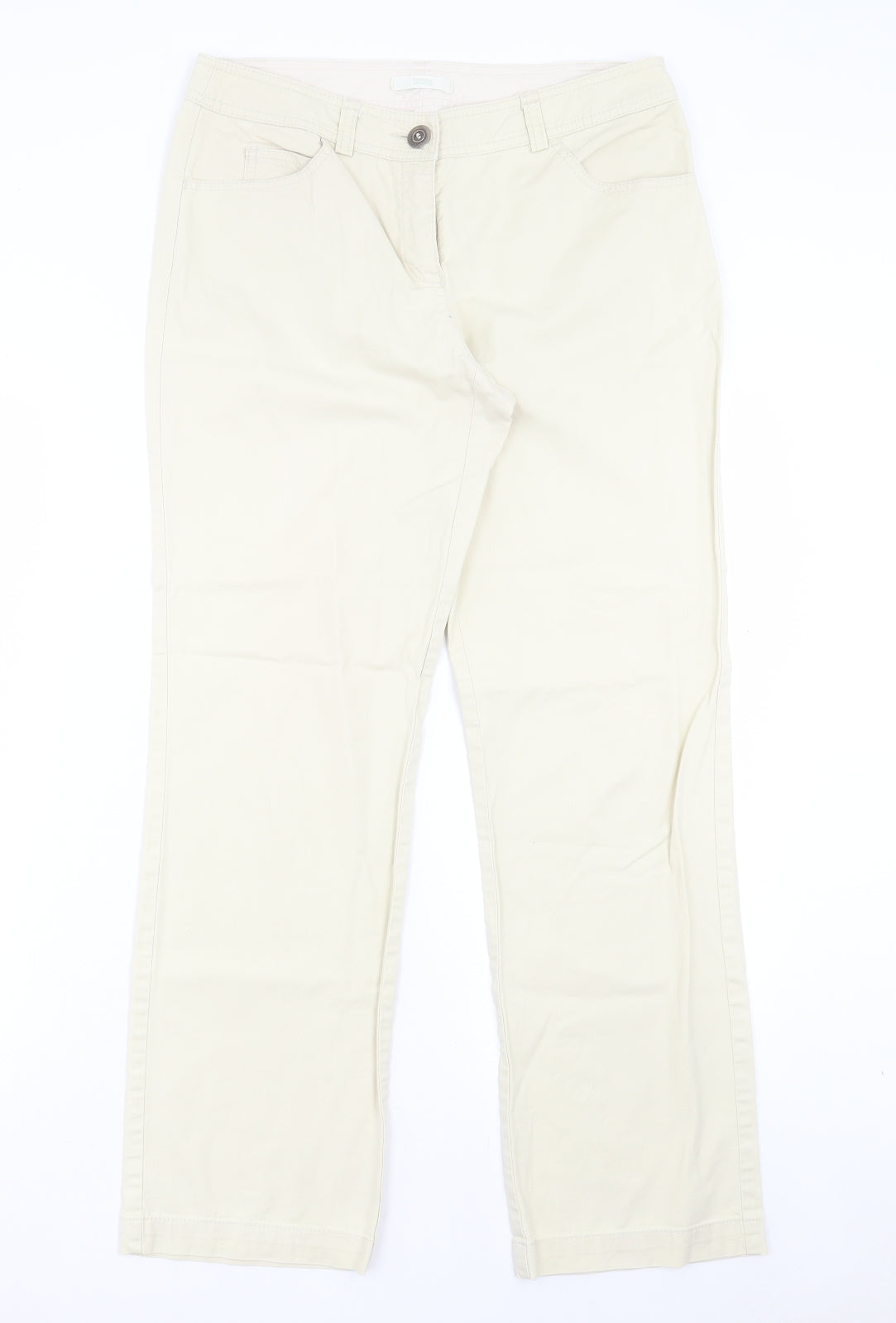 Womens UK Size 12 Marks and Spencer Regular Fit  Ivory Trousers