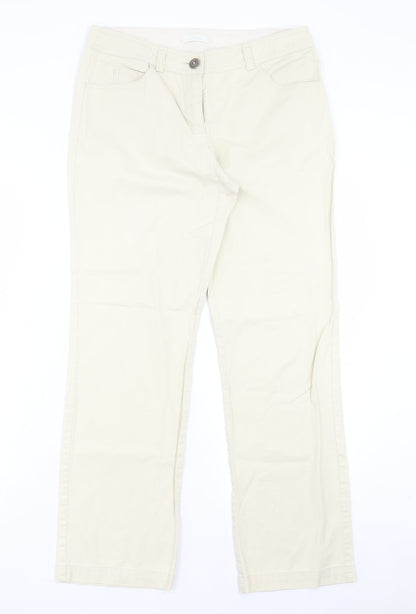Womens UK Size 12 Marks and Spencer Regular Fit  Ivory Trousers