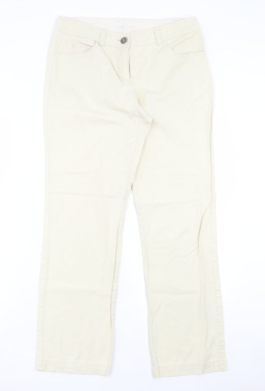 Womens UK Size 12 Marks and Spencer Regular Fit  Ivory Trousers