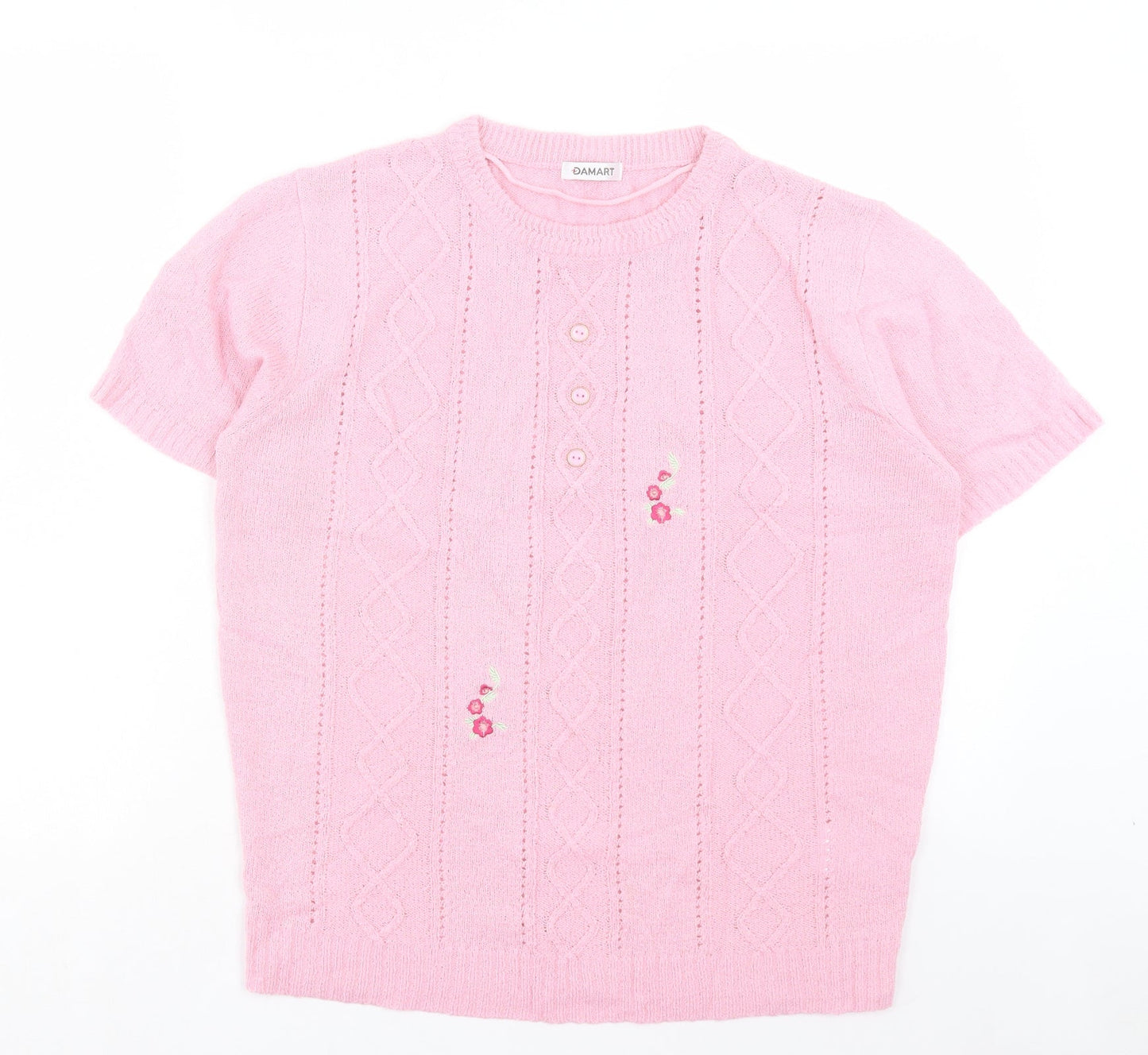 Womens UK Size 14 Damart Pink Basic T-Shirt