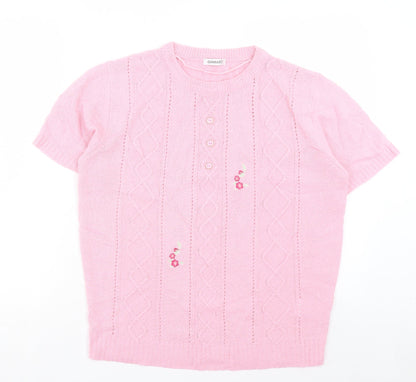 Womens UK Size 14 Damart Pink Basic T-Shirt