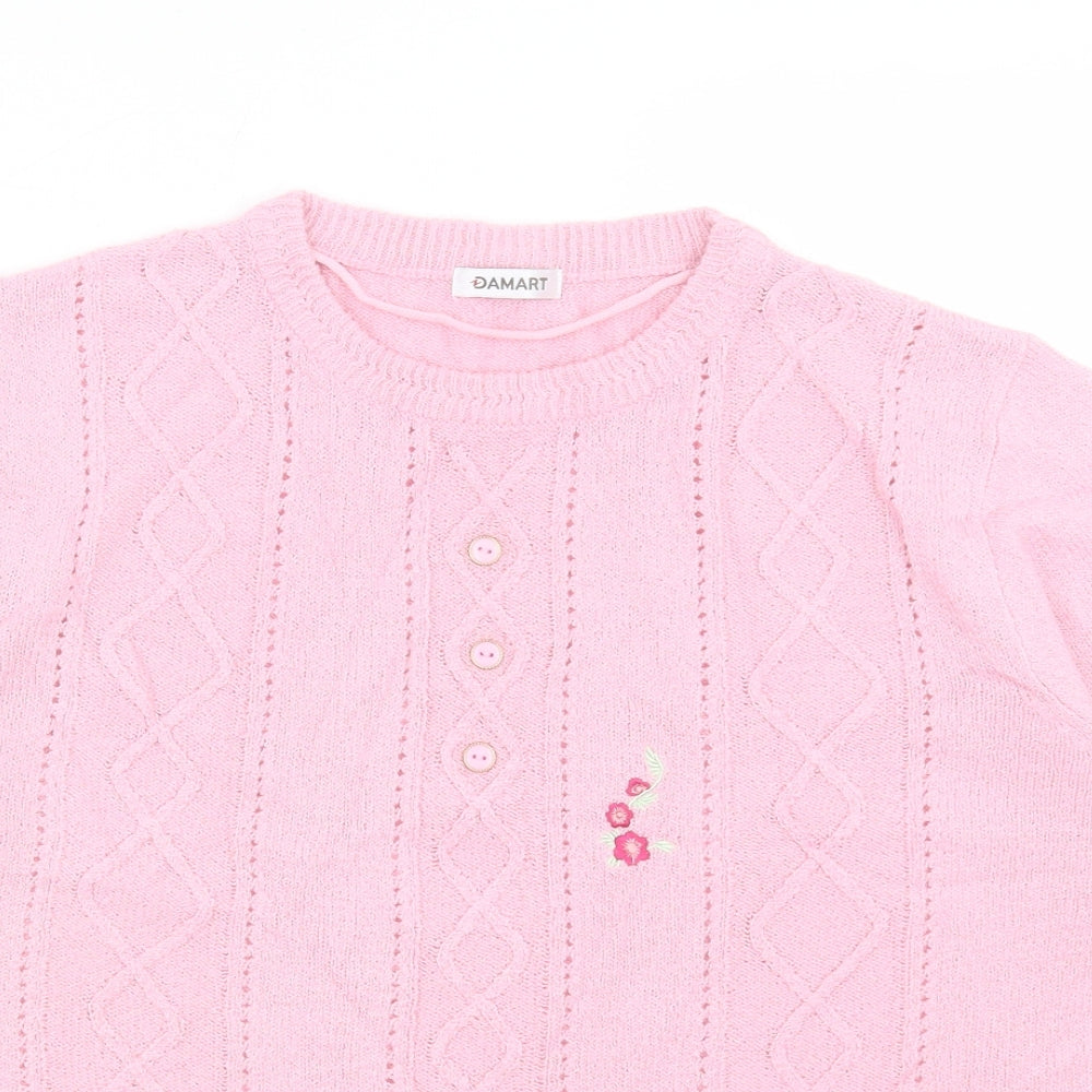 Womens UK Size 14 Damart Pink Basic T-Shirt