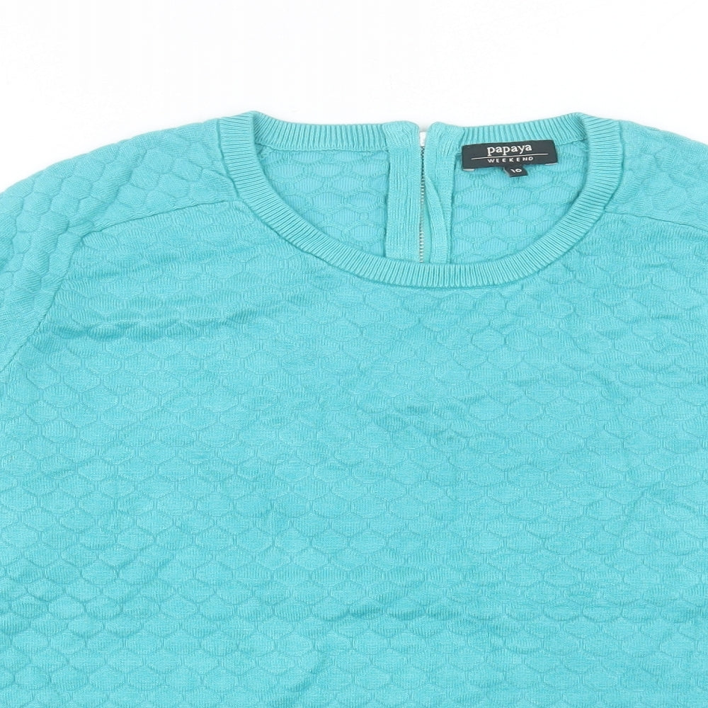 Womens UK Size 16 Papaya Blue Full Zip Jumper