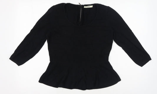 Womens UK Size M Oasis Black Basic T-Shirt