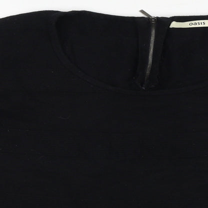Womens UK Size M Oasis Black Basic T-Shirt