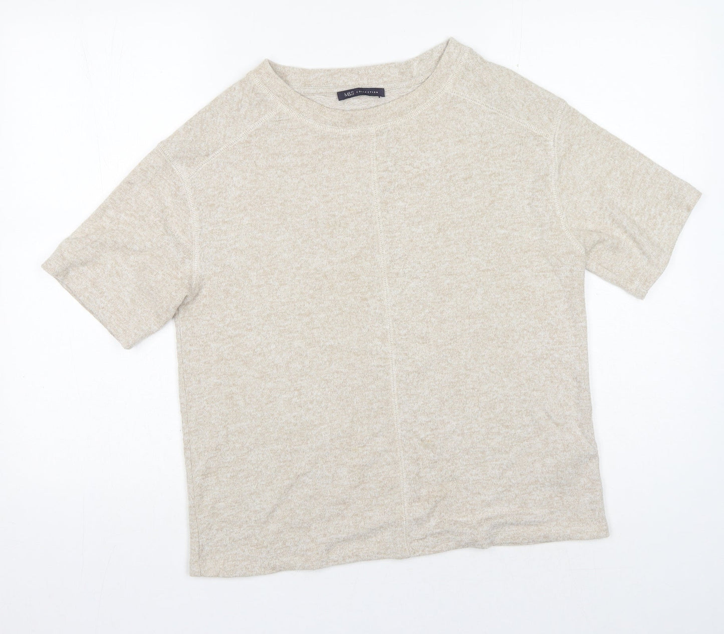 Womens UK Size 8 Marks and Spencer Beige Basic T-Shirt