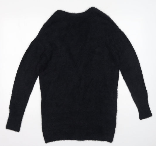 Primark Womens Black V-Neck Polyamide Cardigan Jumper Size 4 - Size 4-6