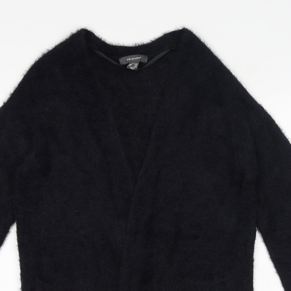 Primark Womens Black V-Neck Polyamide Cardigan Jumper Size 4 - Size 4-6