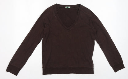 Topshop Womens Brown Cotton Pullover Sweatshirt Size 14 Pullover - V Neck