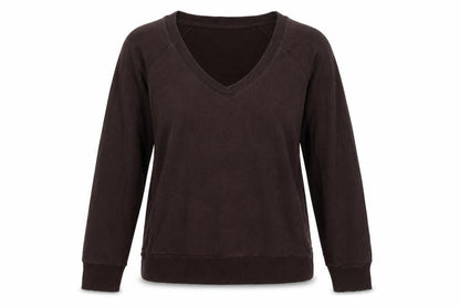 Topshop Womens Brown Cotton Pullover Sweatshirt Size 14 Pullover - V Neck