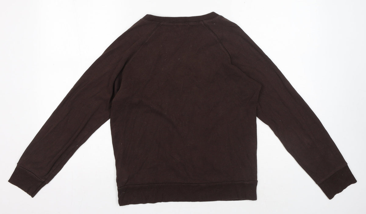 Topshop Womens Brown Cotton Pullover Sweatshirt Size 14 Pullover - V Neck