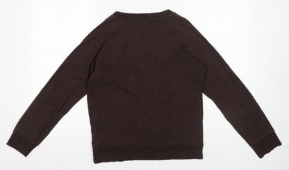 Topshop Womens Brown Cotton Pullover Sweatshirt Size 14 Pullover - V Neck