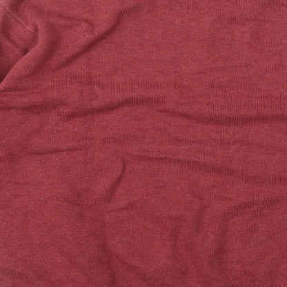 Leisure Club Mens Red V-Neck Cotton Pullover Jumper Size XS
