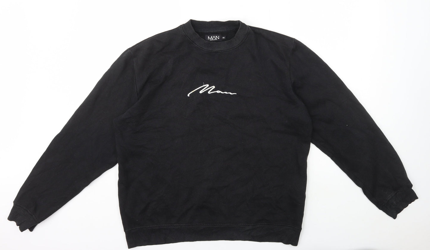 Mens UK Size XS Boohoo Black Pullover Sweatshirt