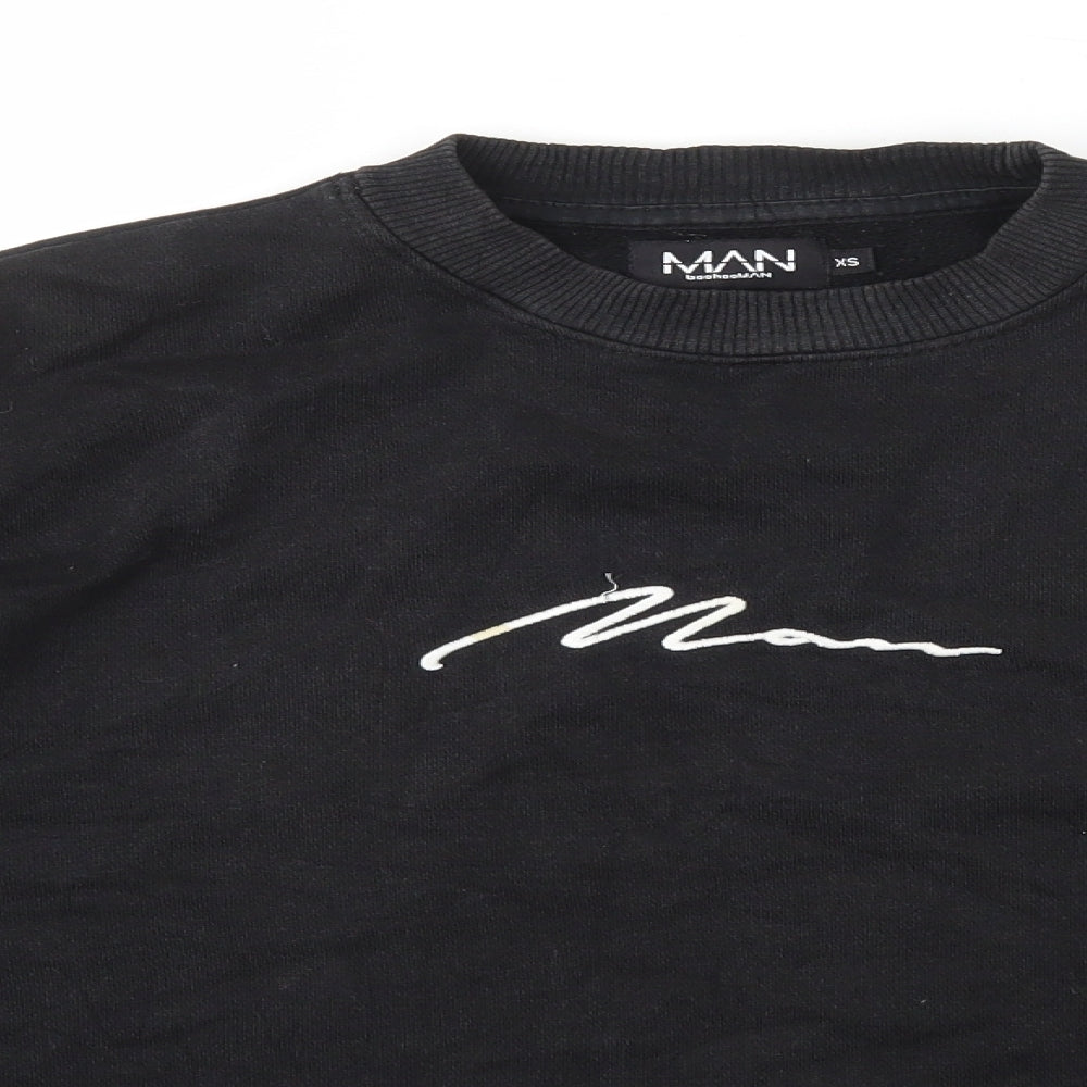 Mens UK Size XS Boohoo Black Pullover Sweatshirt