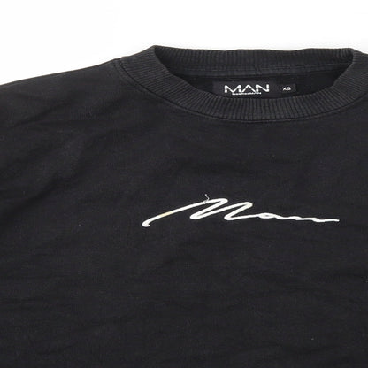 Mens UK Size XS Boohoo Black Pullover Sweatshirt