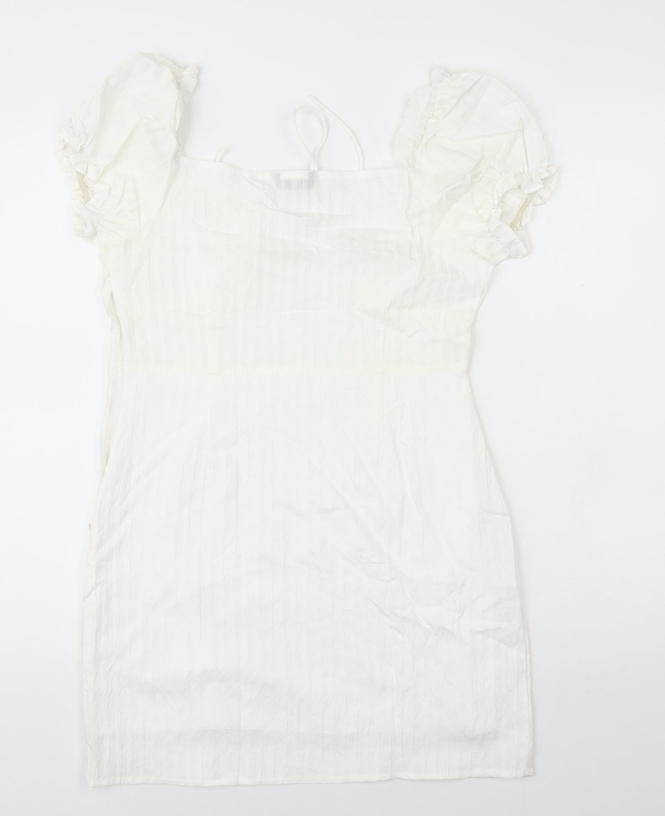 SheIn Womens White Cotton Bodycon Size M Sweetheart Zip