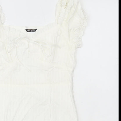 SheIn Womens White Cotton Bodycon Size M Sweetheart Zip