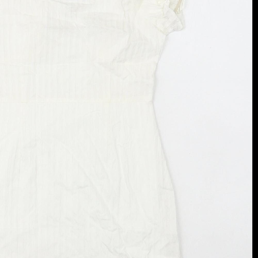 SheIn Womens White Cotton Bodycon Size M Sweetheart Zip